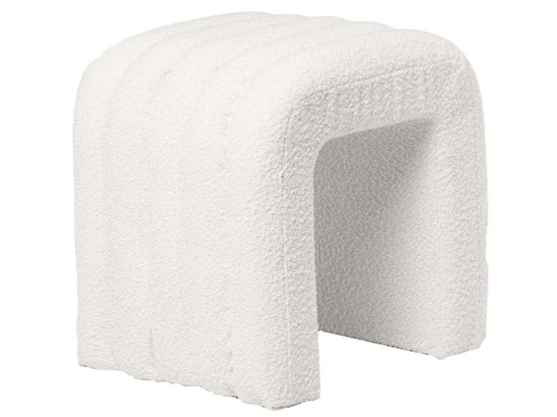 Pouf original en tissu shearling Deky-Couleur Blanc