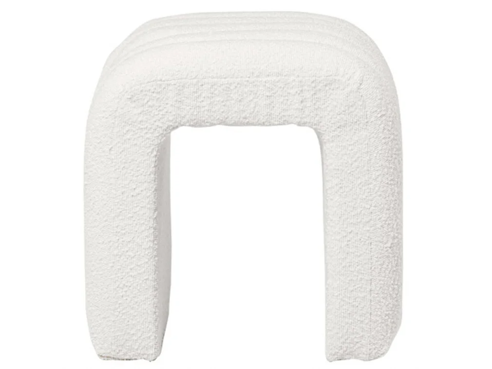 Pouf original en tissu shearling Deky-Couleur Blanc