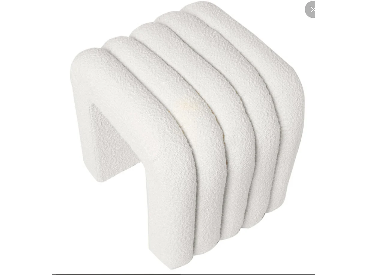 Pouf original en tissu shearling Deky-Couleur Blanc