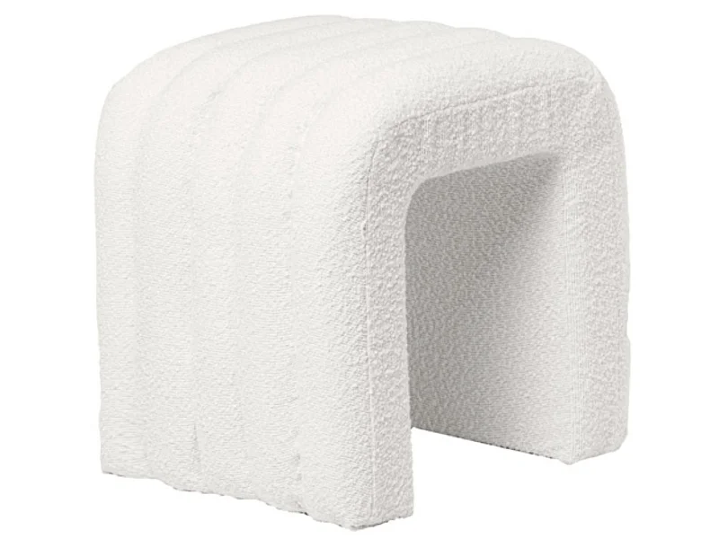 Pouf original en tissu shearling Deky-Couleur Blanc