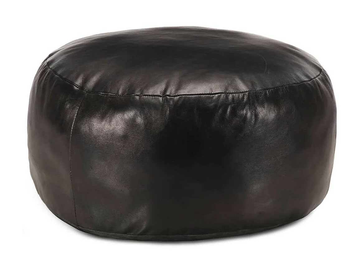 Pouf 60x30 Noir Cuir véritable de chèvre