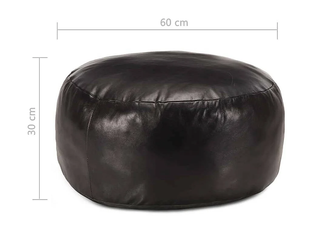 Pouf 60x30 Noir Cuir véritable de chèvre
