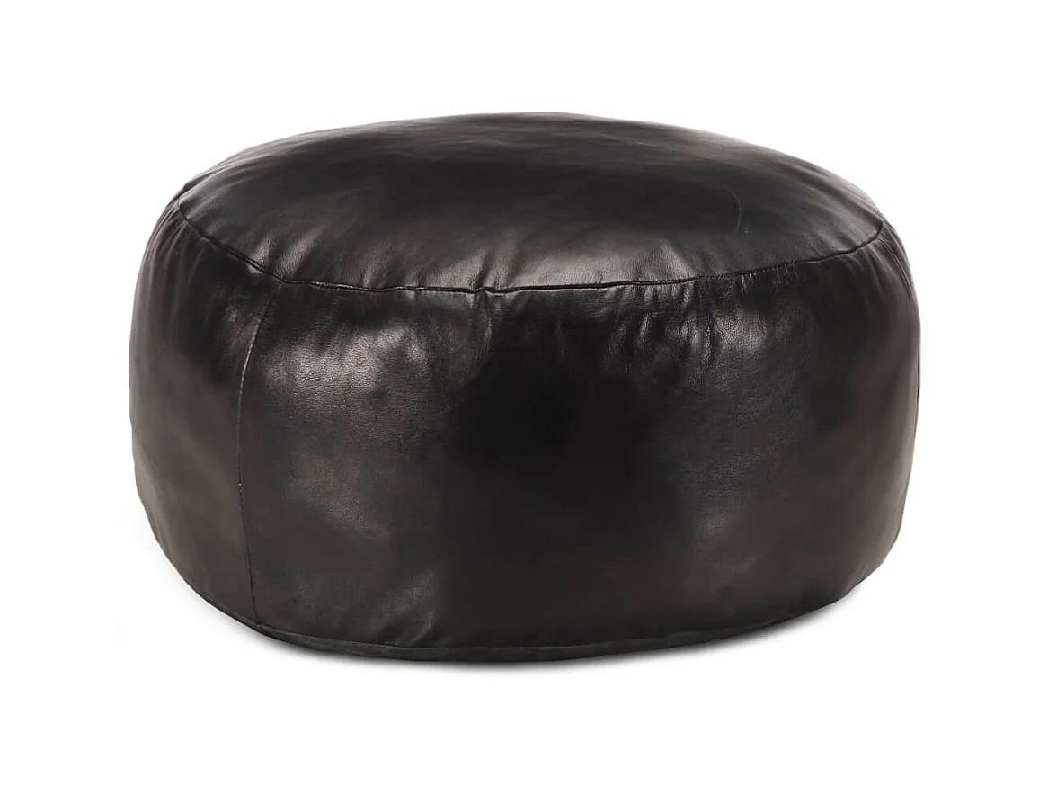 Pouf 60x30 Noir Cuir véritable de chèvre