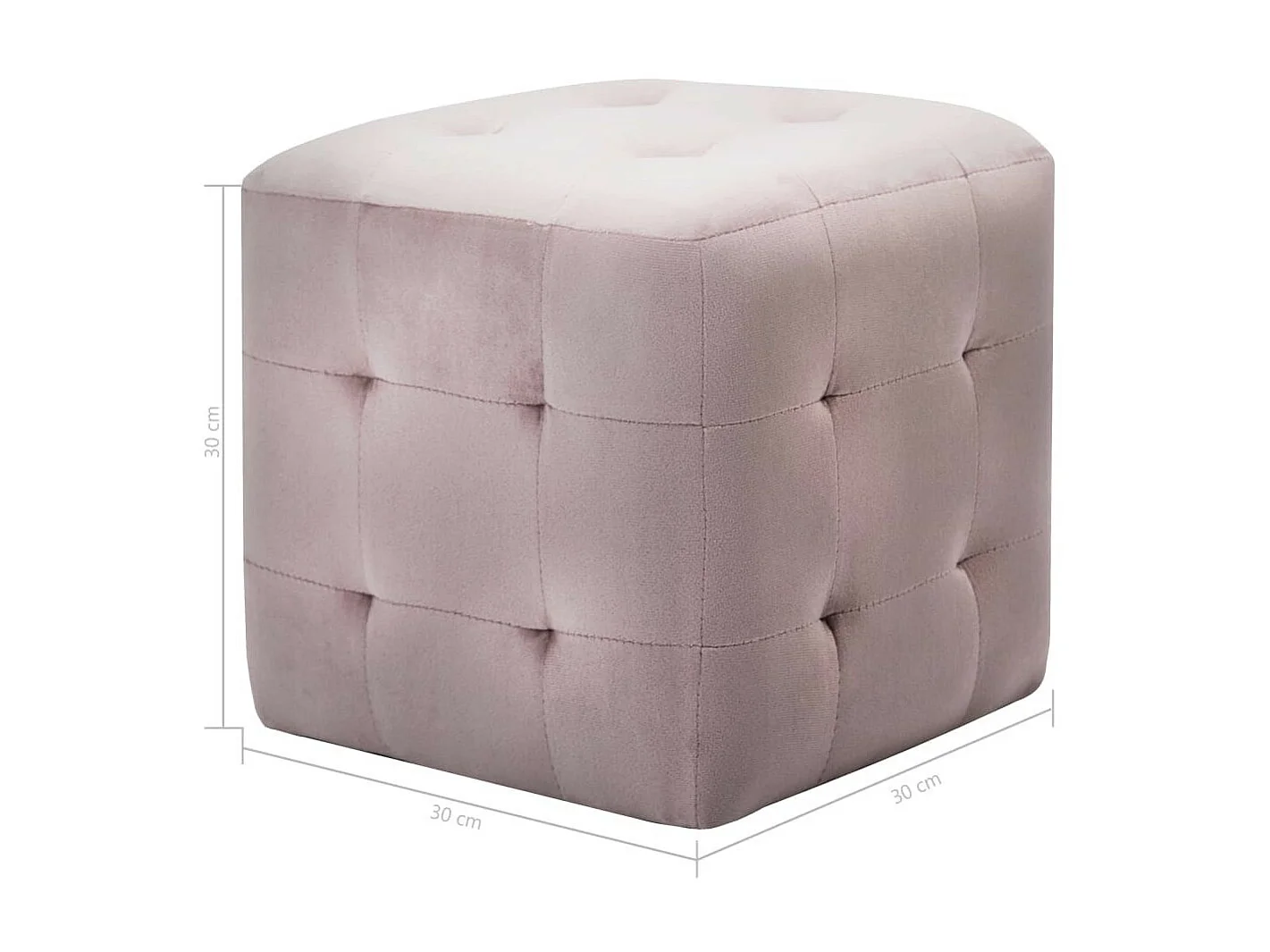 2 pcs Poufs Rose 30 x 30x30 Tissu velours