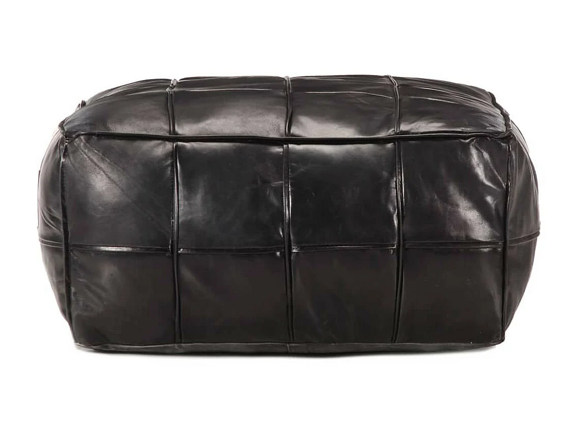 Pouf 60 x 60x30 Noir Cuir véritable de chèvre