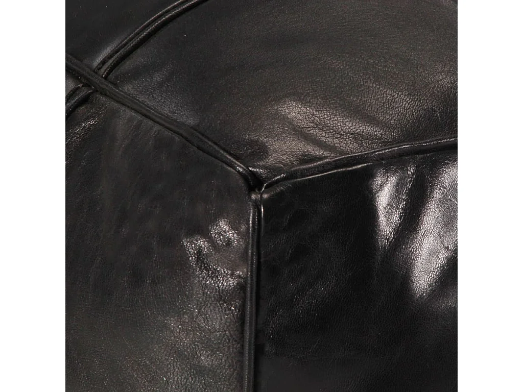 Pouf 60 x 60x30 Noir Cuir véritable de chèvre