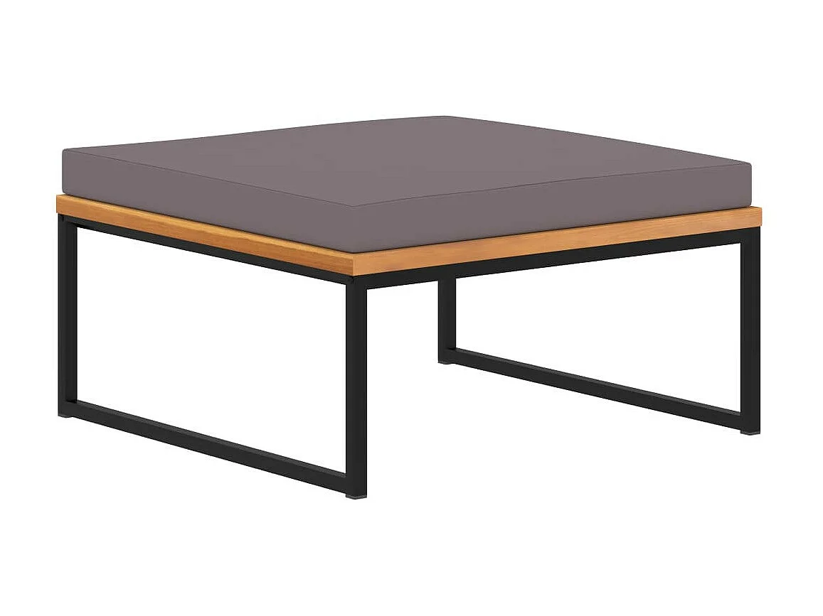 Repose-pied avec coussin 66x66x36 Bois d'acacia Gris foncé