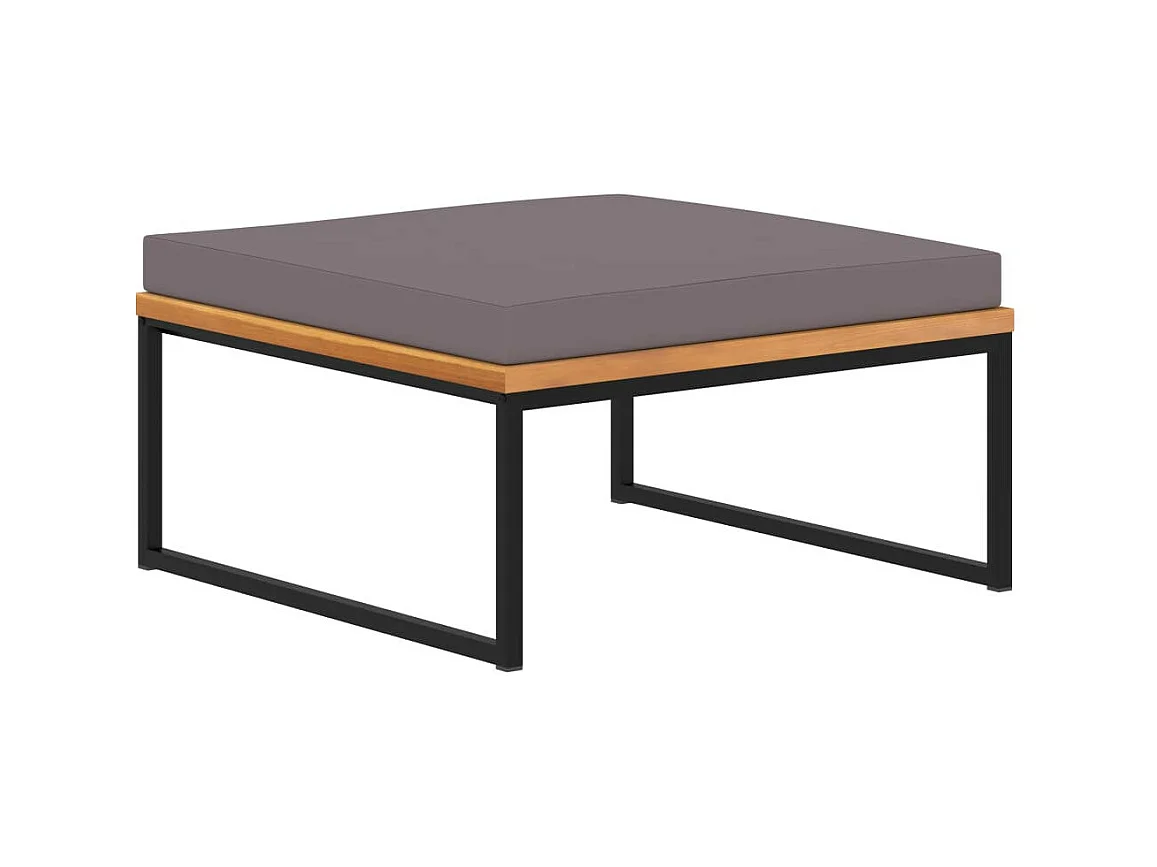 Repose-pied avec coussin 66x66x36 Bois d'acacia Gris foncé