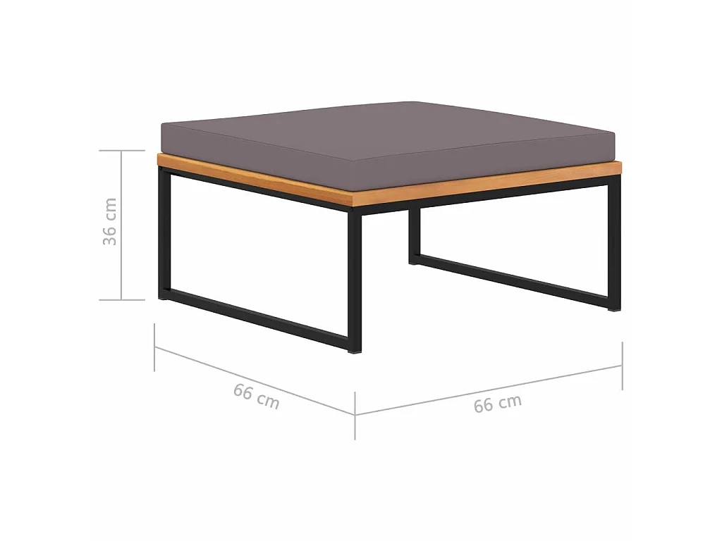 Repose-pied avec coussin 66x66x36 Bois d'acacia Gris foncé