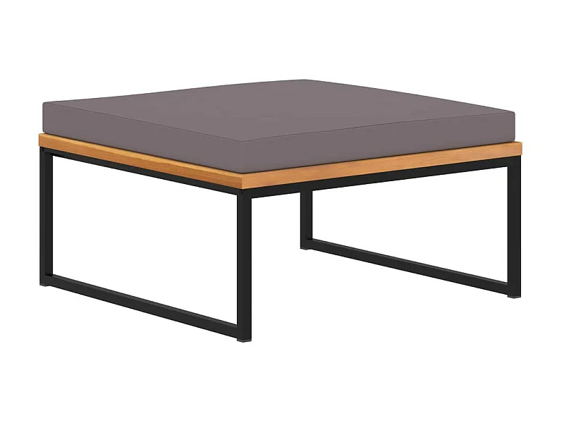 Repose-pied avec coussin 66x66x36 Bois d'acacia Gris foncé