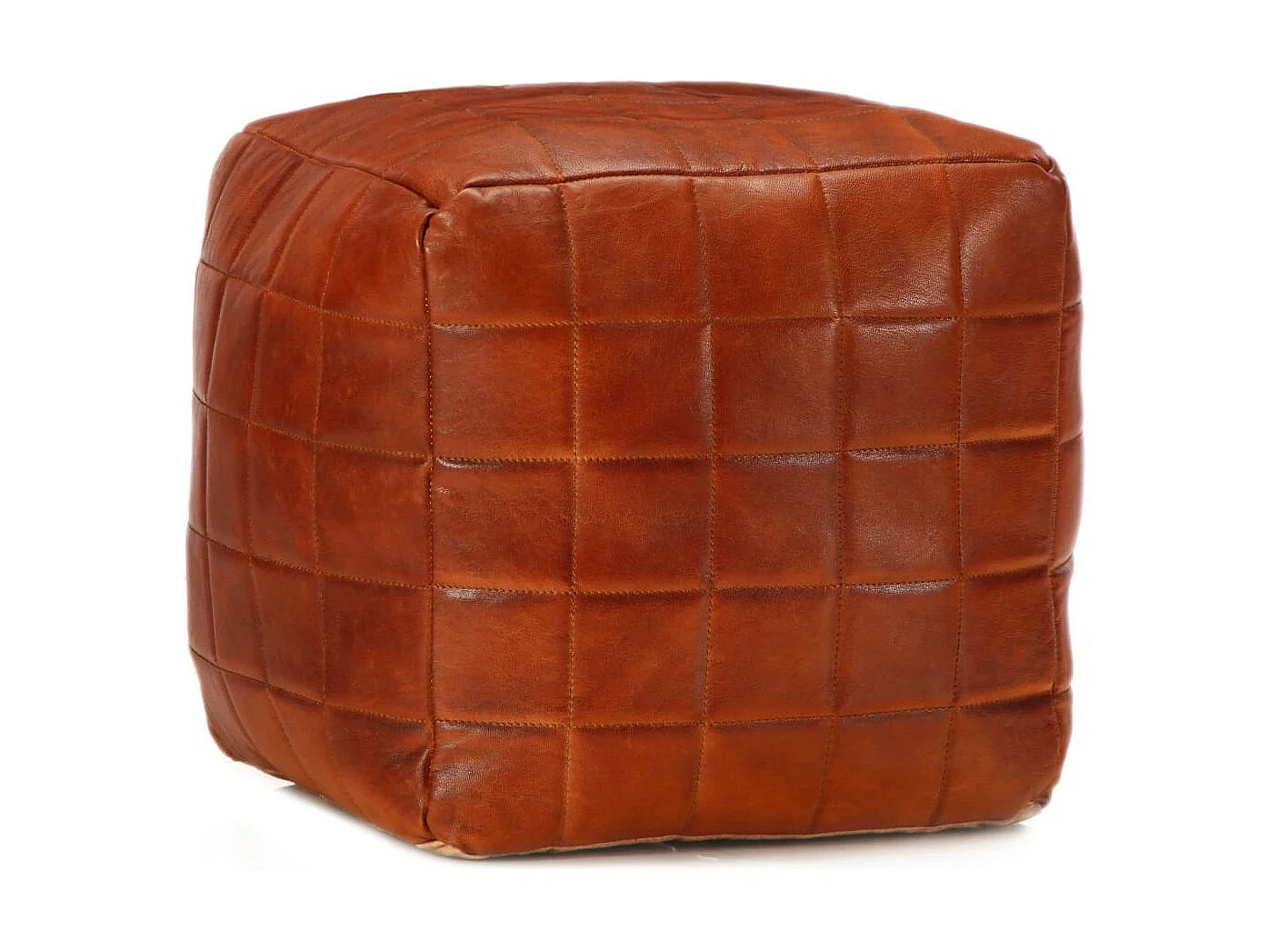 Pouf 40 x 40x40 Brun roux Cuir véritable de chèvre 2