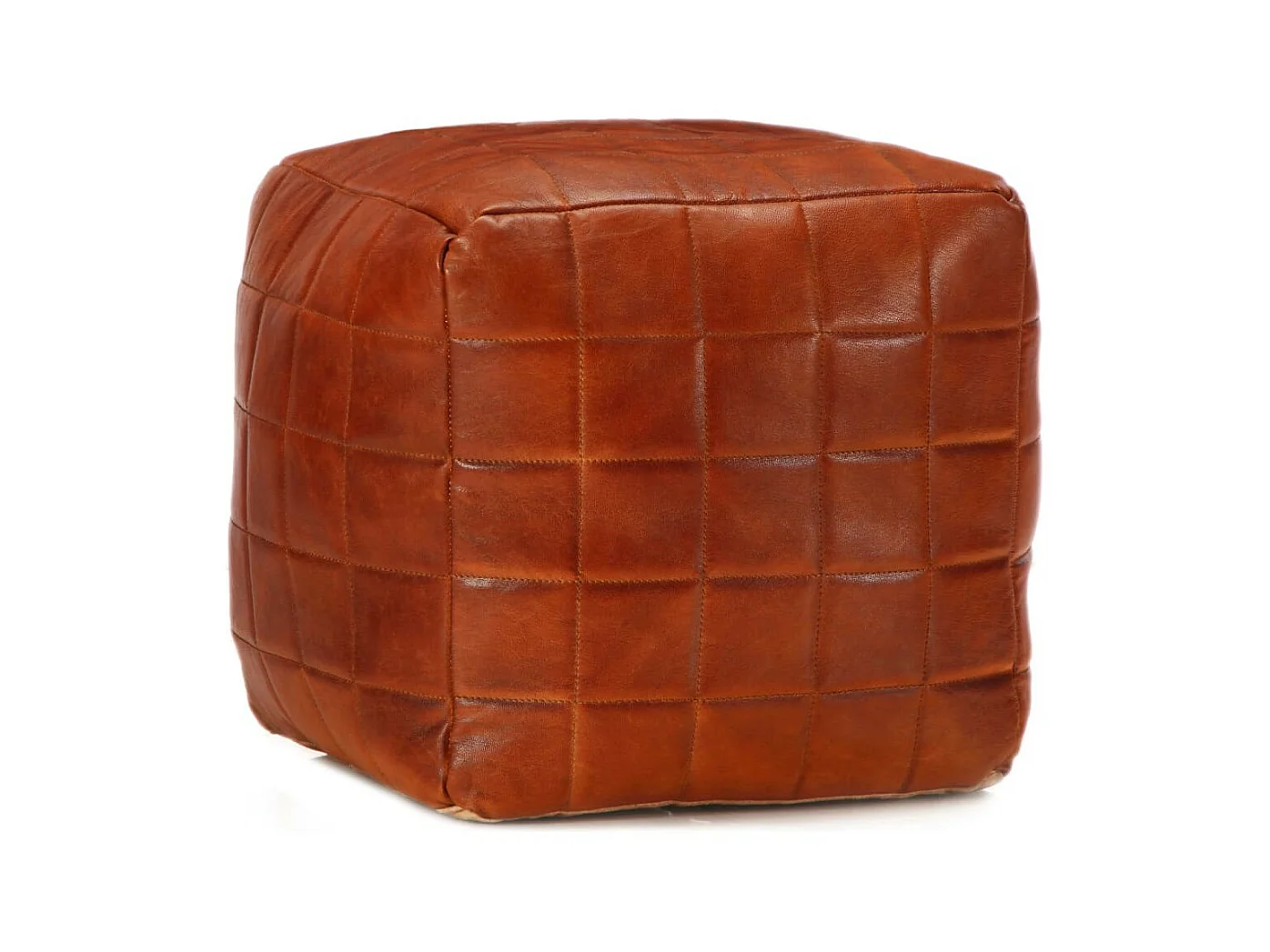 Pouf 40 x 40x40 Brun roux Cuir véritable de chèvre 2