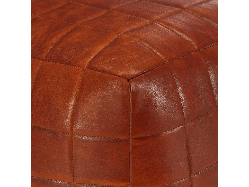 Pouf 40 x 40x40 Brun roux Cuir véritable de chèvre 2