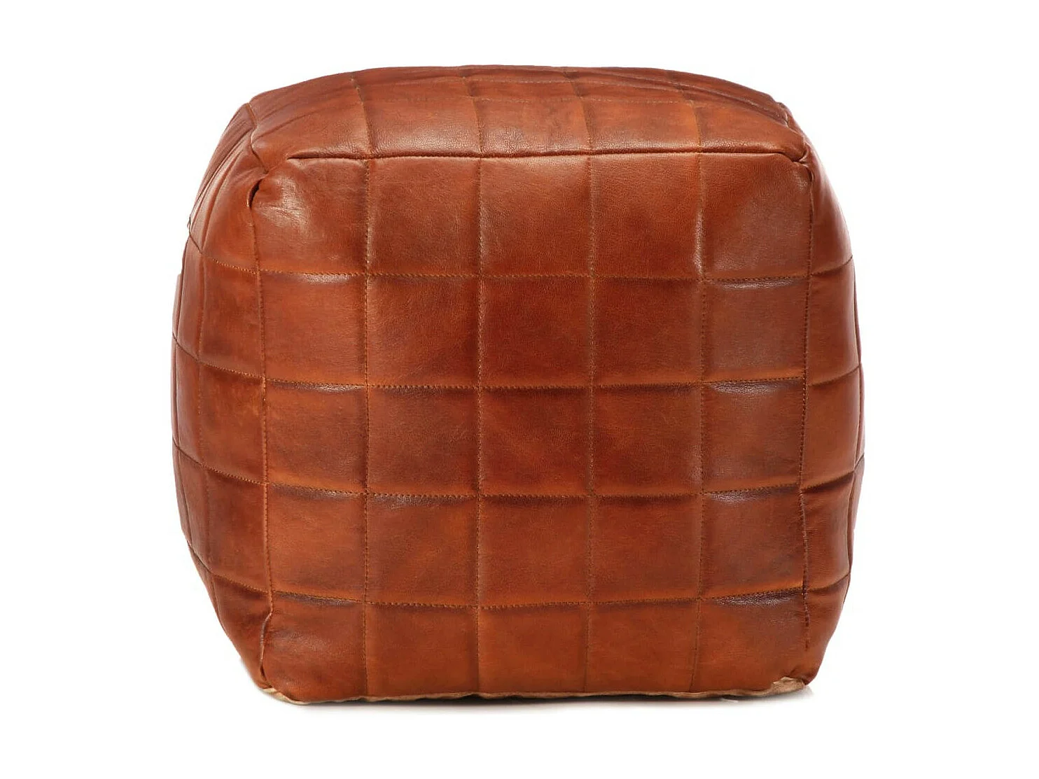 Pouf 40 x 40x40 Brun roux Cuir véritable de chèvre 2