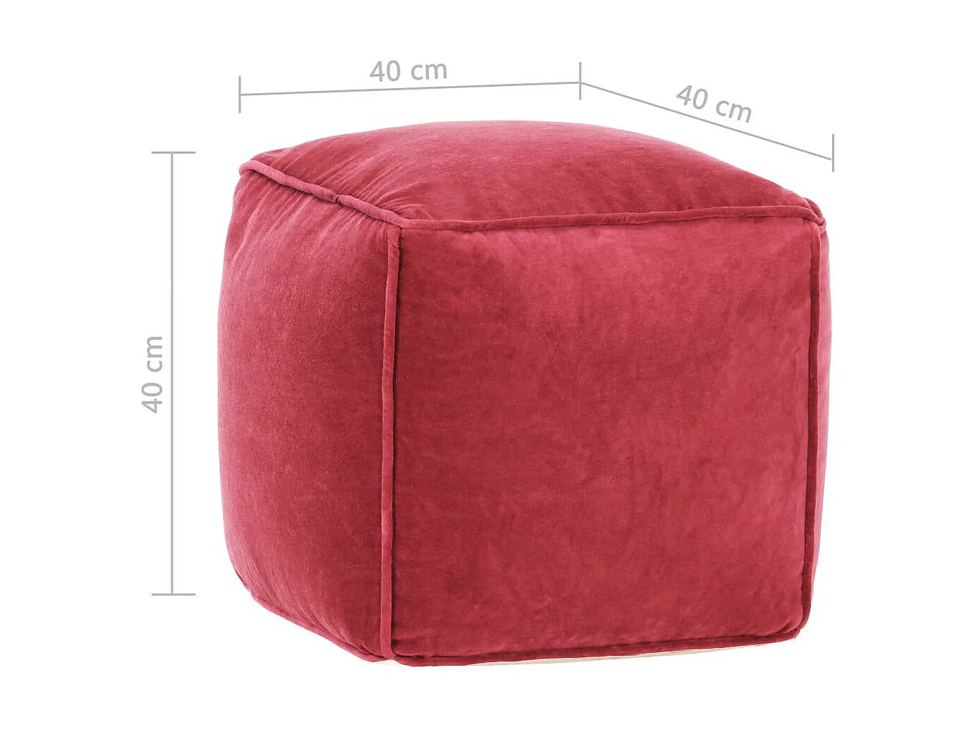 Pouf Velours de coton 40 x 40x40 Rouge