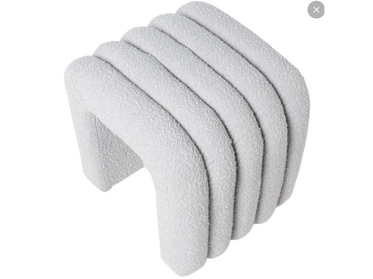 Pouf original en tissu shearling Deky-Couleur Gris clair