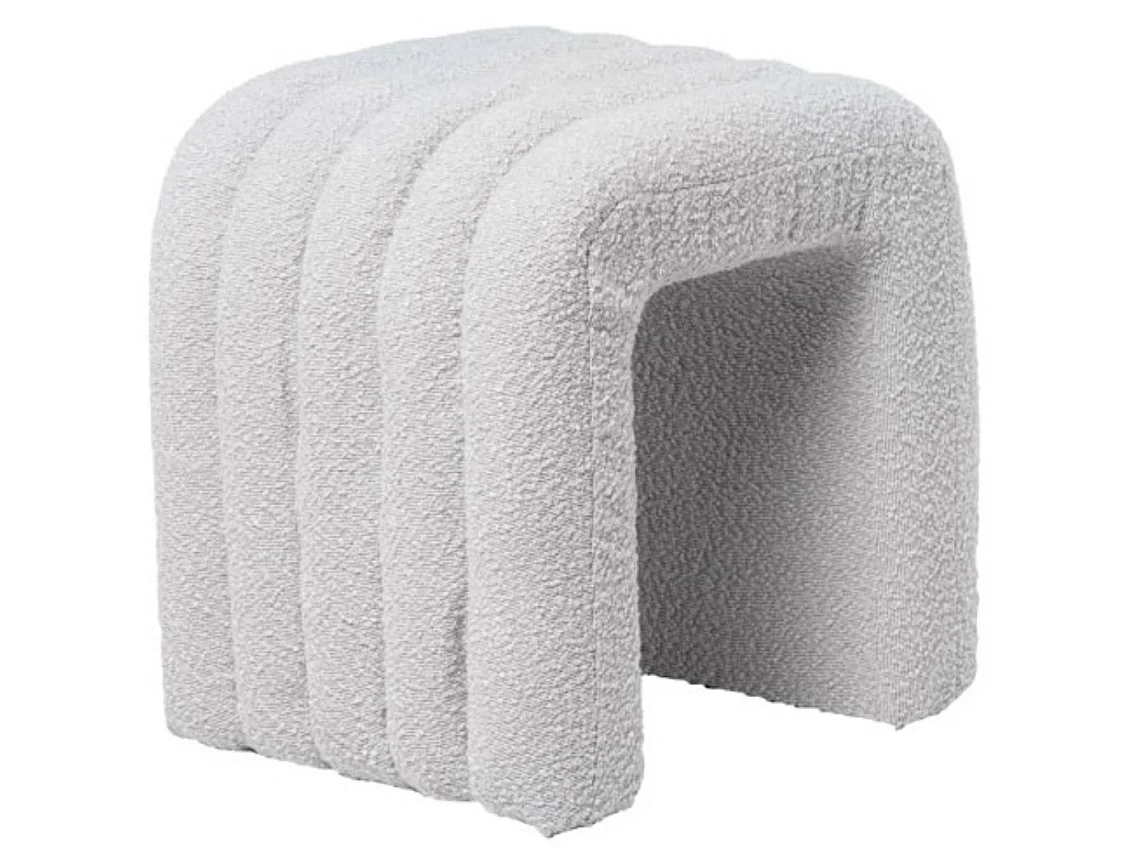 Pouf original en tissu shearling Deky-Couleur Gris clair