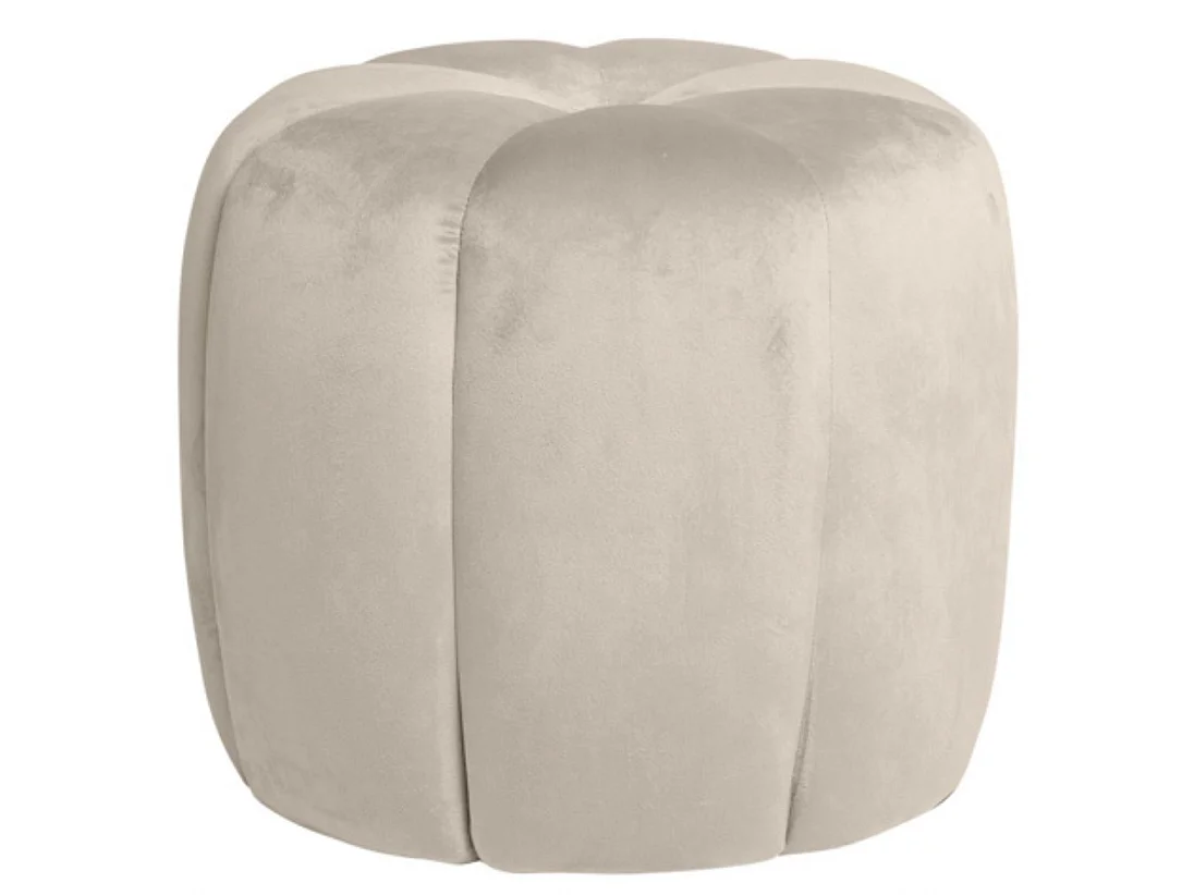 Pouf rond en velours Barko-Couleur Beige clair