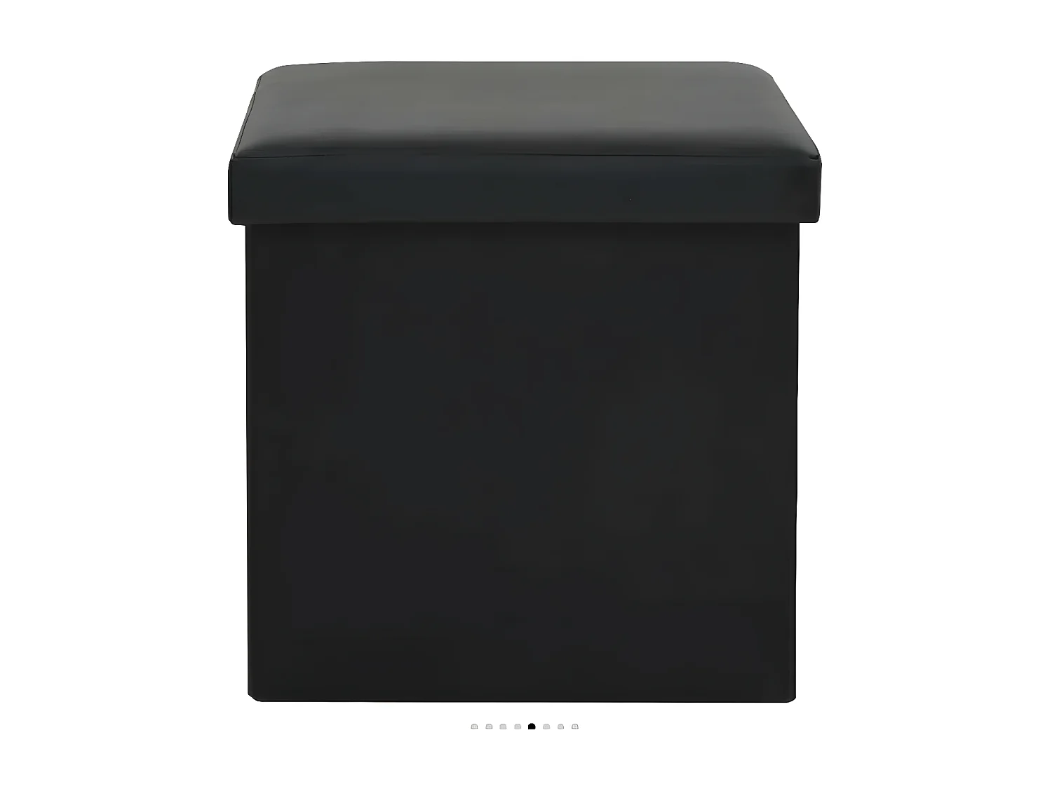 Pouf carré pliable similicuir noir Arania - Lot de 2