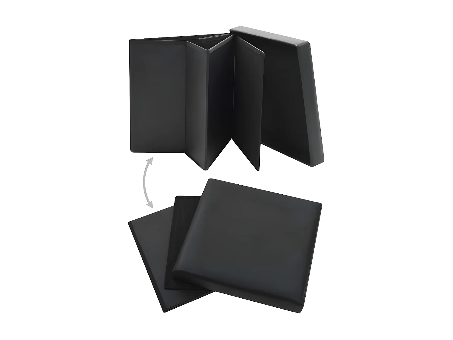 Pouf carré pliable similicuir noir Arania - Lot de 2