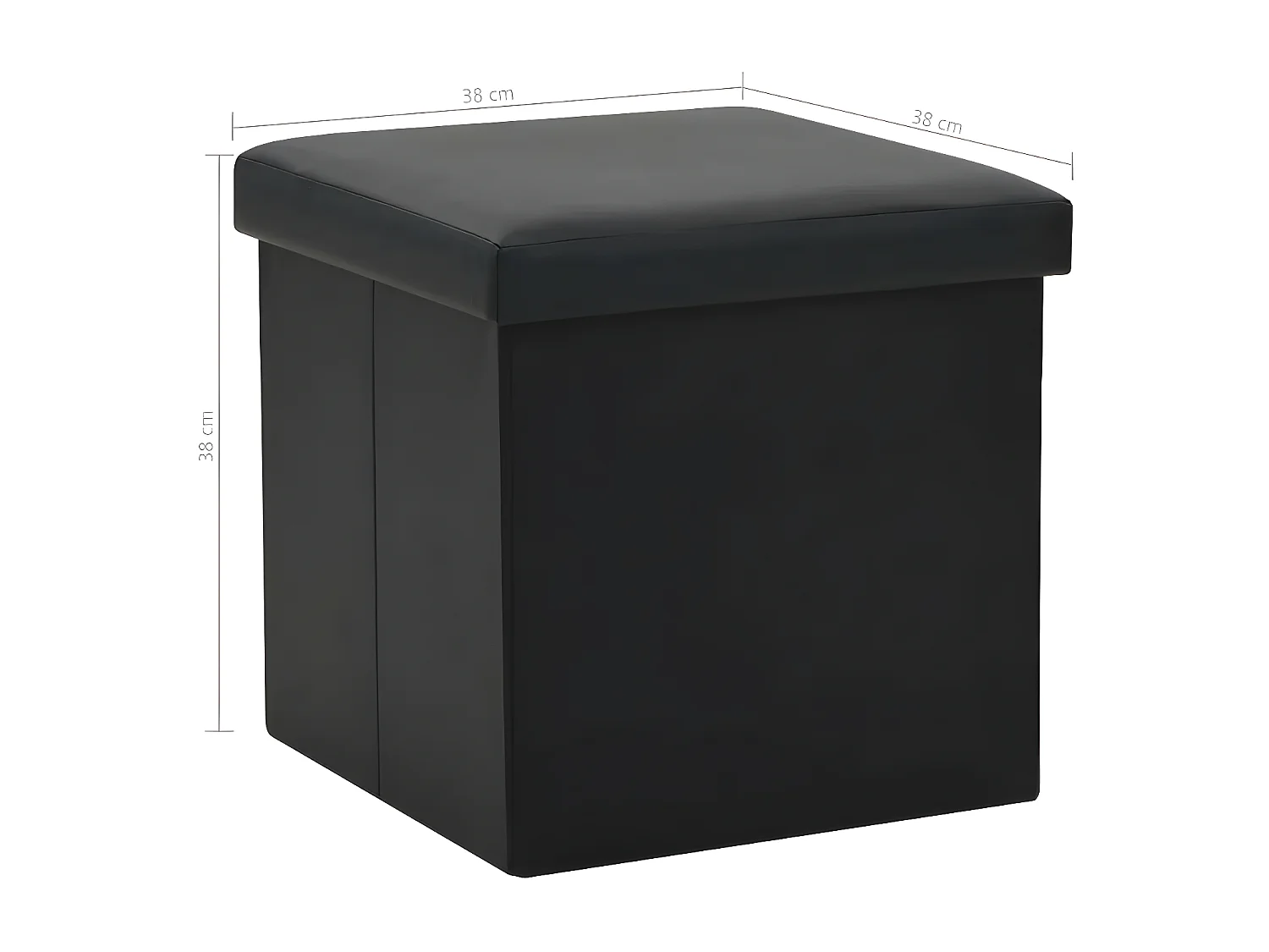 Pouf carré pliable similicuir noir Arania - Lot de 2