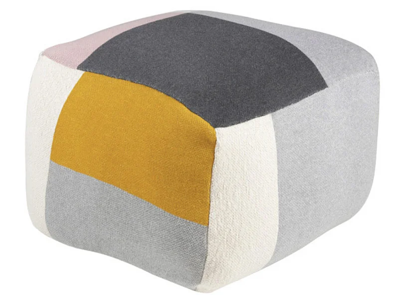 Pouf carré patchwork en coton Liza