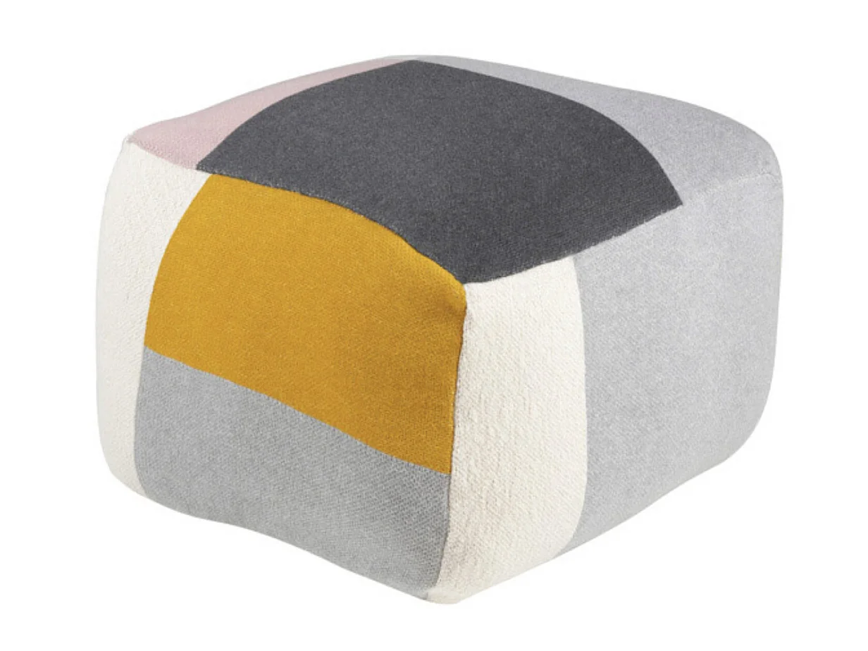 Pouf carré patchwork en coton Liza