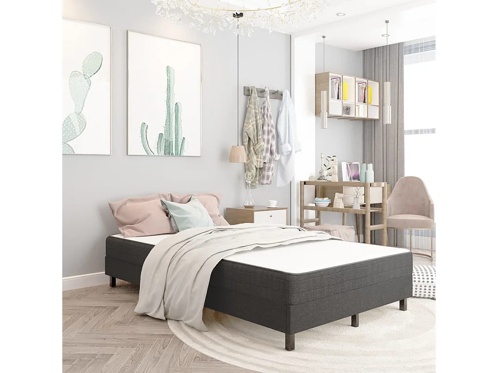 Ensemble matelas et sommier tapissier Gris foncé Tissu 120x200 2