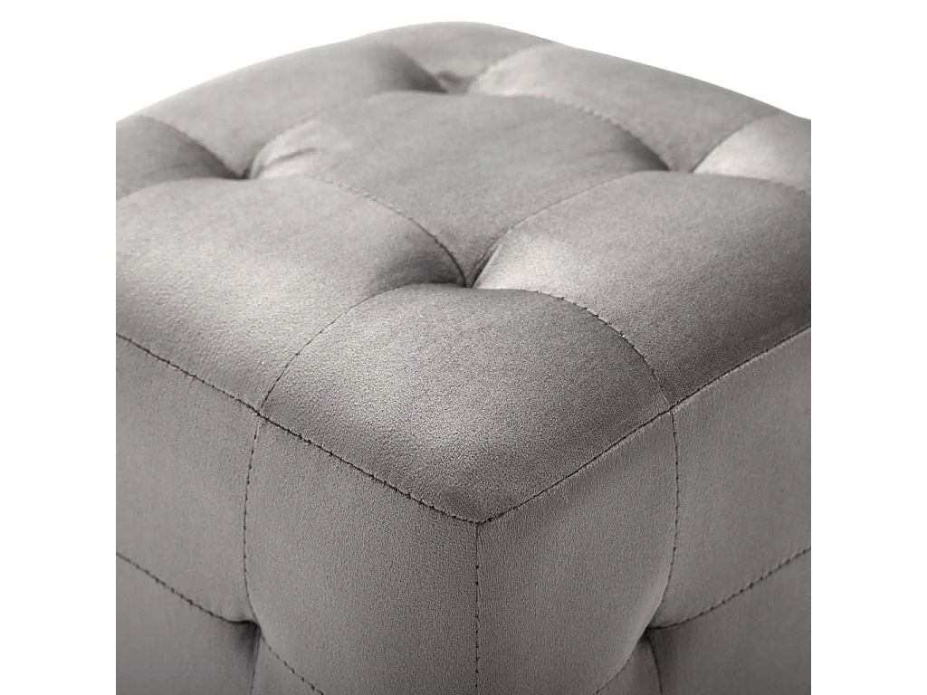 2 Poufs Gris 30 x 30x30 Tissu velours