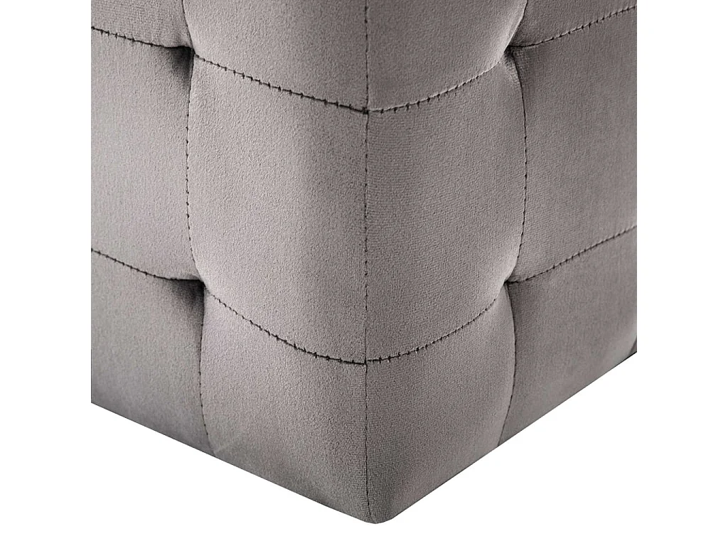2 Poufs Gris 30 x 30x30 Tissu velours