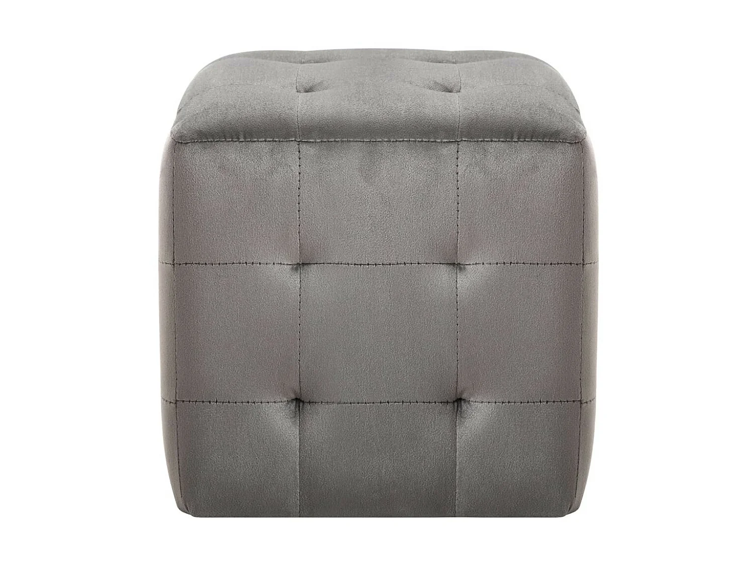 2 Poufs Gris 30 x 30x30 Tissu velours