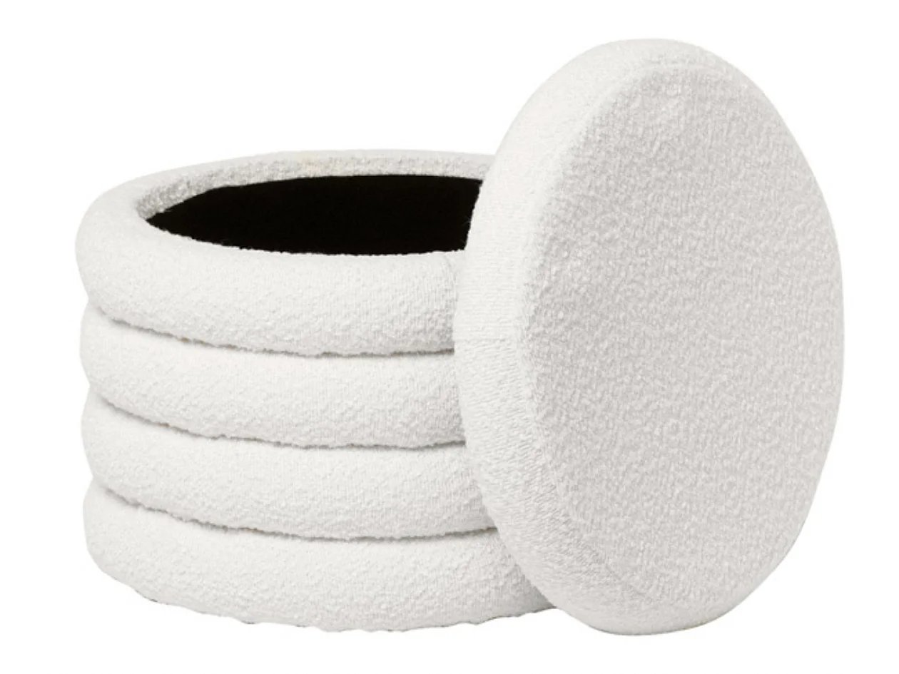 Pouf en tissu shearling avec rangement Kary-Couleur Blanc