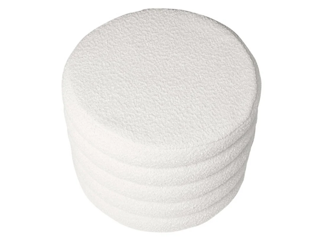 Pouf en tissu shearling avec rangement Kary-Couleur Blanc