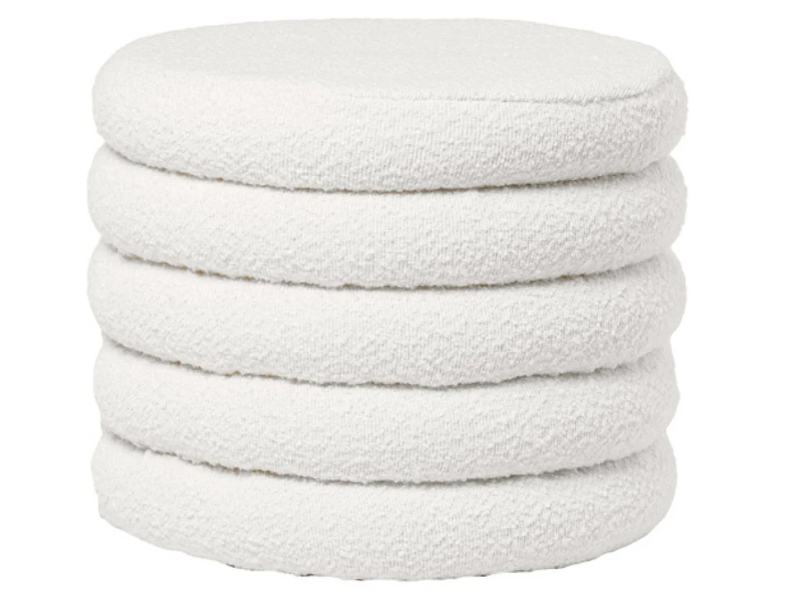 Pouf en tissu shearling avec rangement Kary-Couleur Blanc