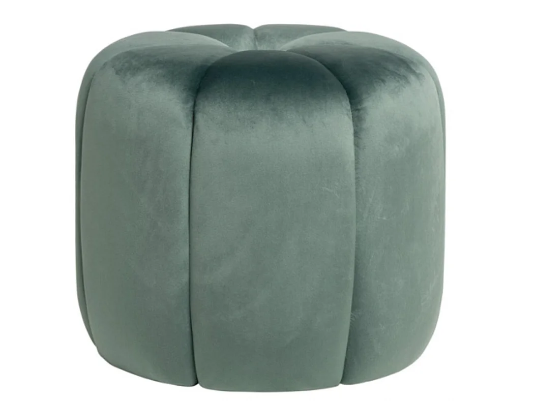 Pouf rond en velours Barko-Couleur Vert céladon
