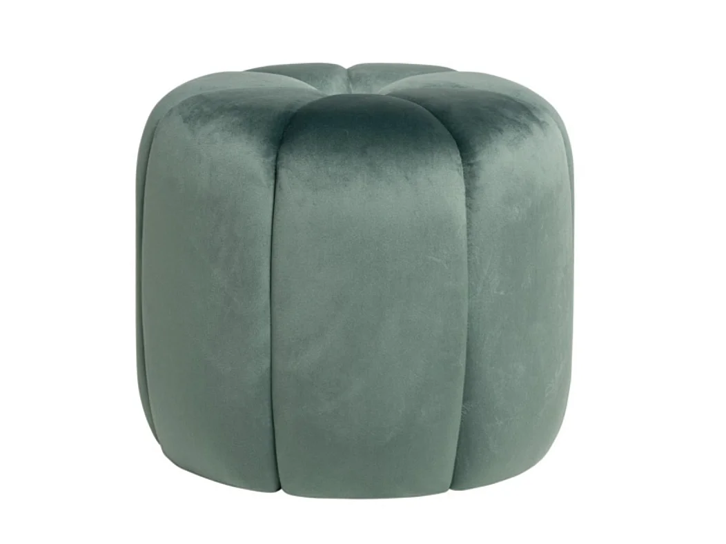 Pouf rond en velours Barko-Couleur Vert céladon