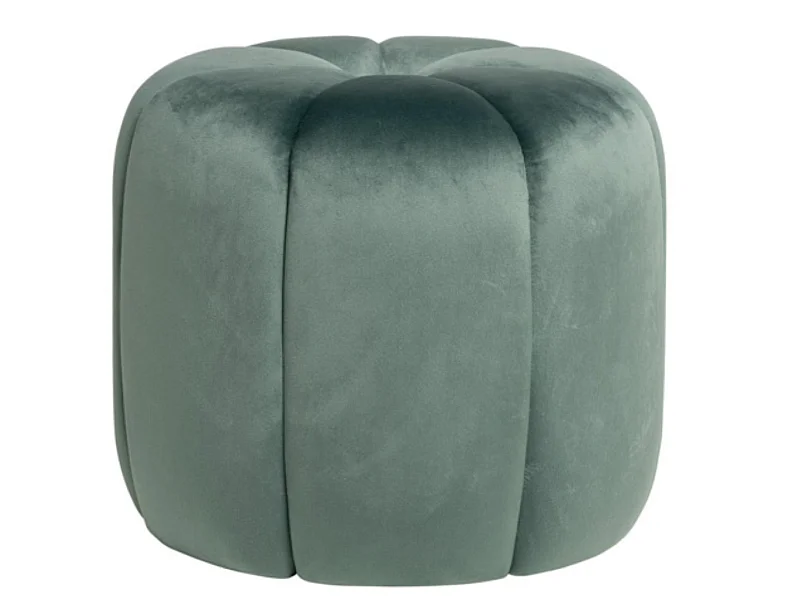 Pouf rond en velours Barko-Couleur Vert céladon