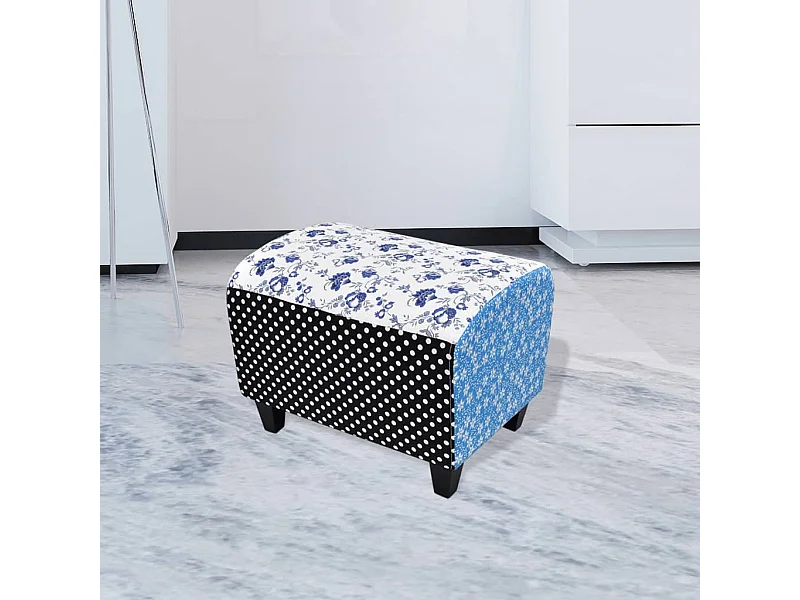 Repose-pied Design avec patchwork Bleu et blanc