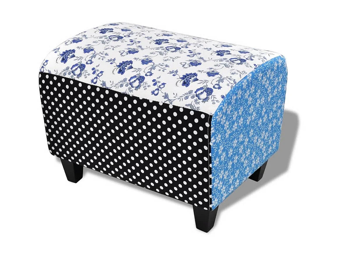 Repose-pied Design avec patchwork Bleu et blanc