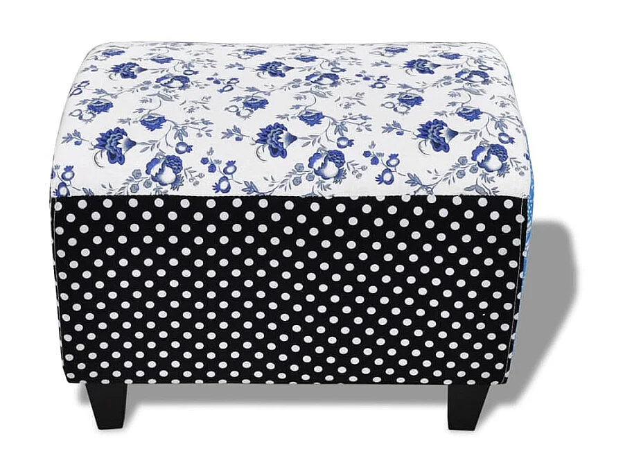 Repose-pied Design avec patchwork Bleu et blanc