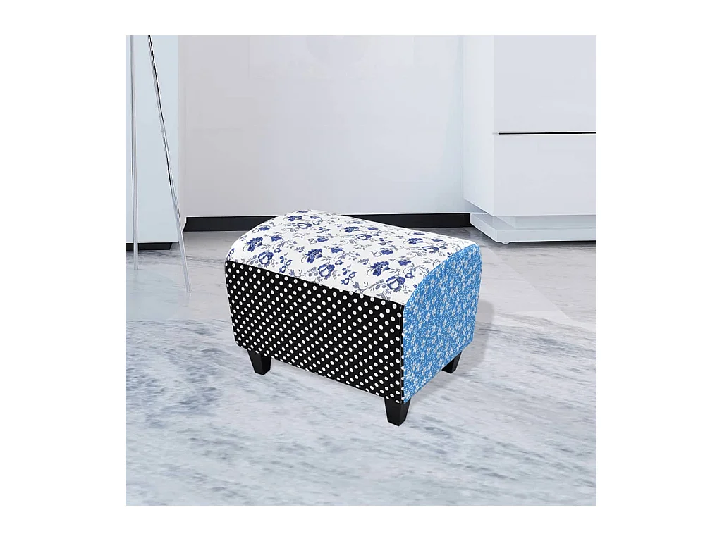 Repose-pied Design avec patchwork Bleu et blanc