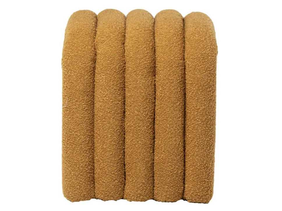 Pouf original en tissu shearling Deky-Couleur Jaune moutarde