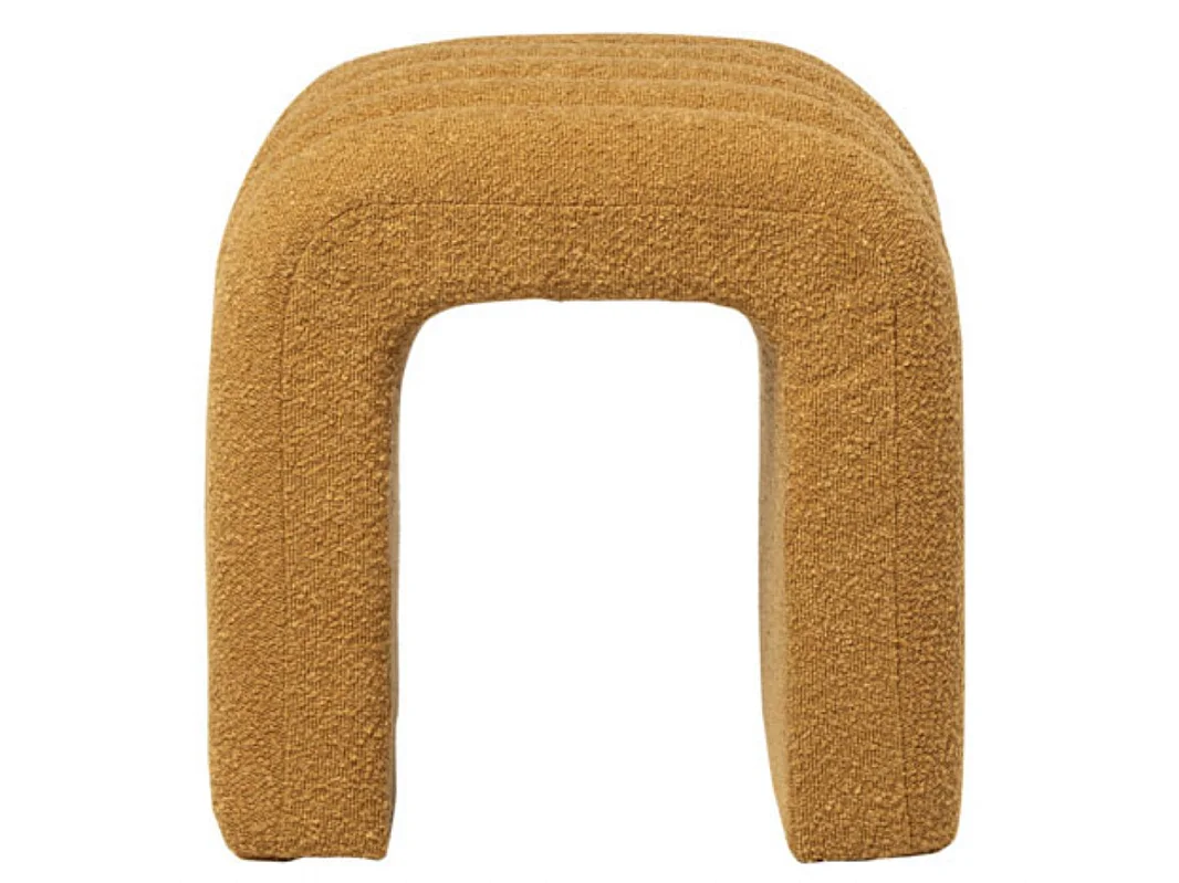 Pouf original en tissu shearling Deky-Couleur Jaune moutarde