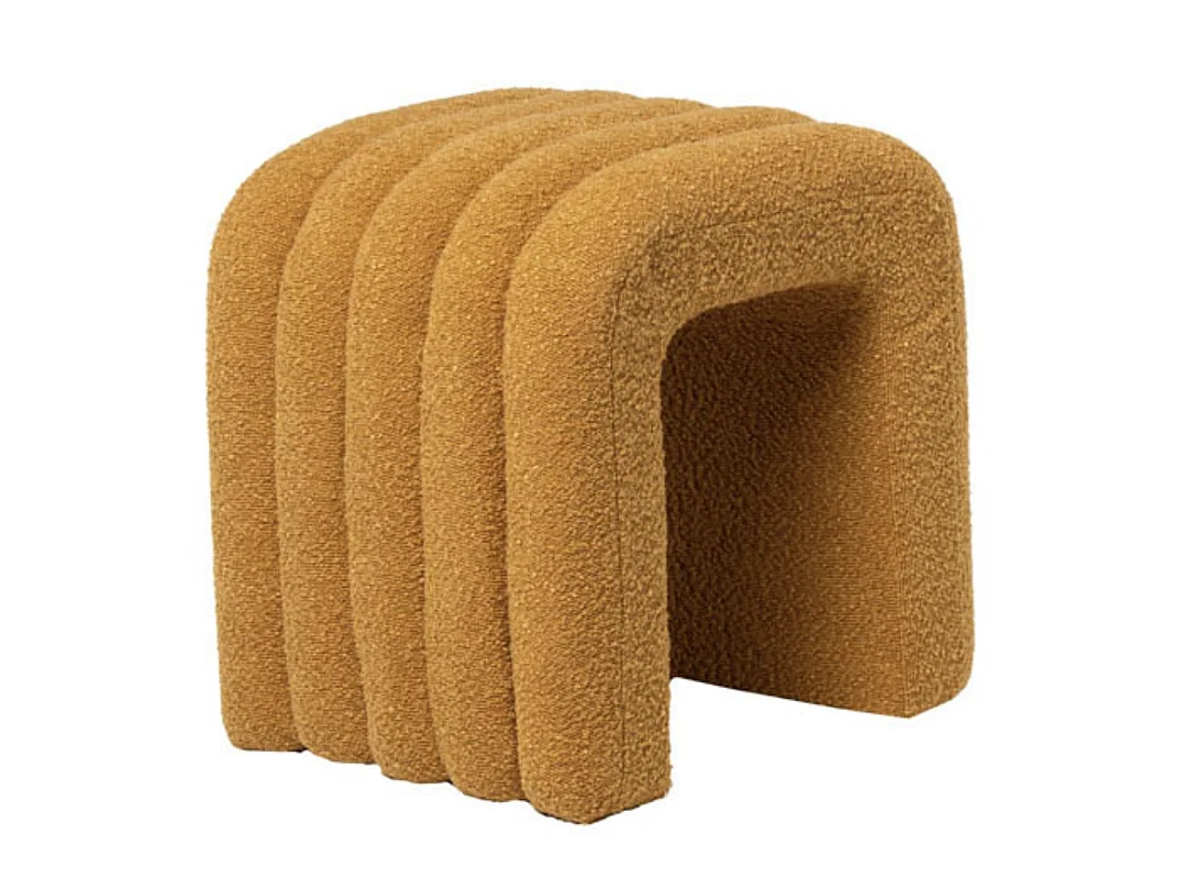 Pouf original en tissu shearling Deky-Couleur Jaune moutarde
