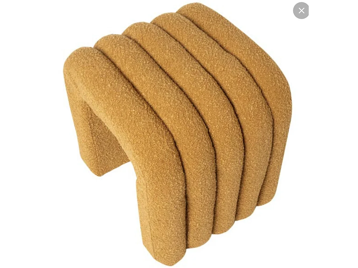 Pouf original en tissu shearling Deky-Couleur Jaune moutarde