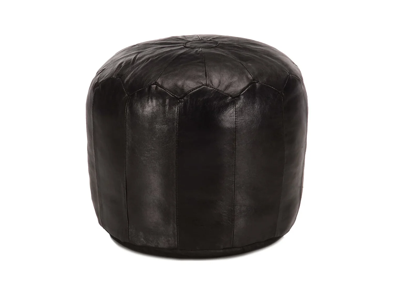 Pouf 40x35 Noir Cuir véritable de chèvre