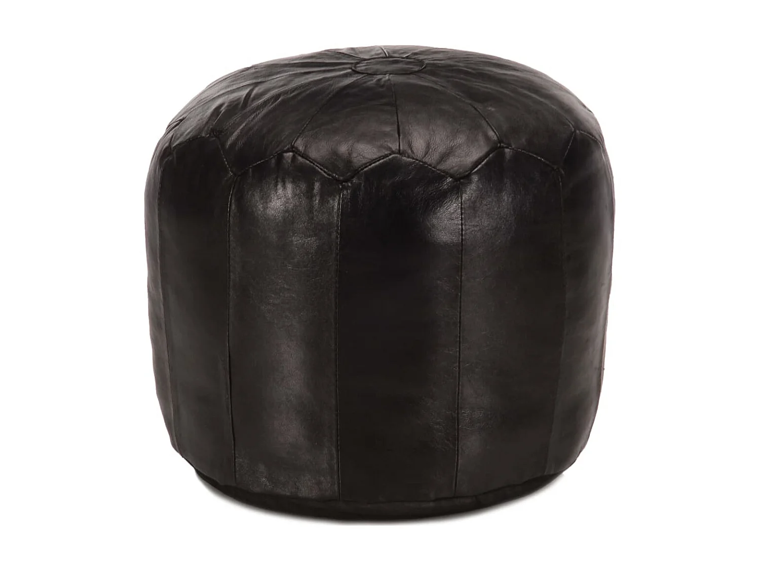 Pouf 40x35 Noir Cuir véritable de chèvre
