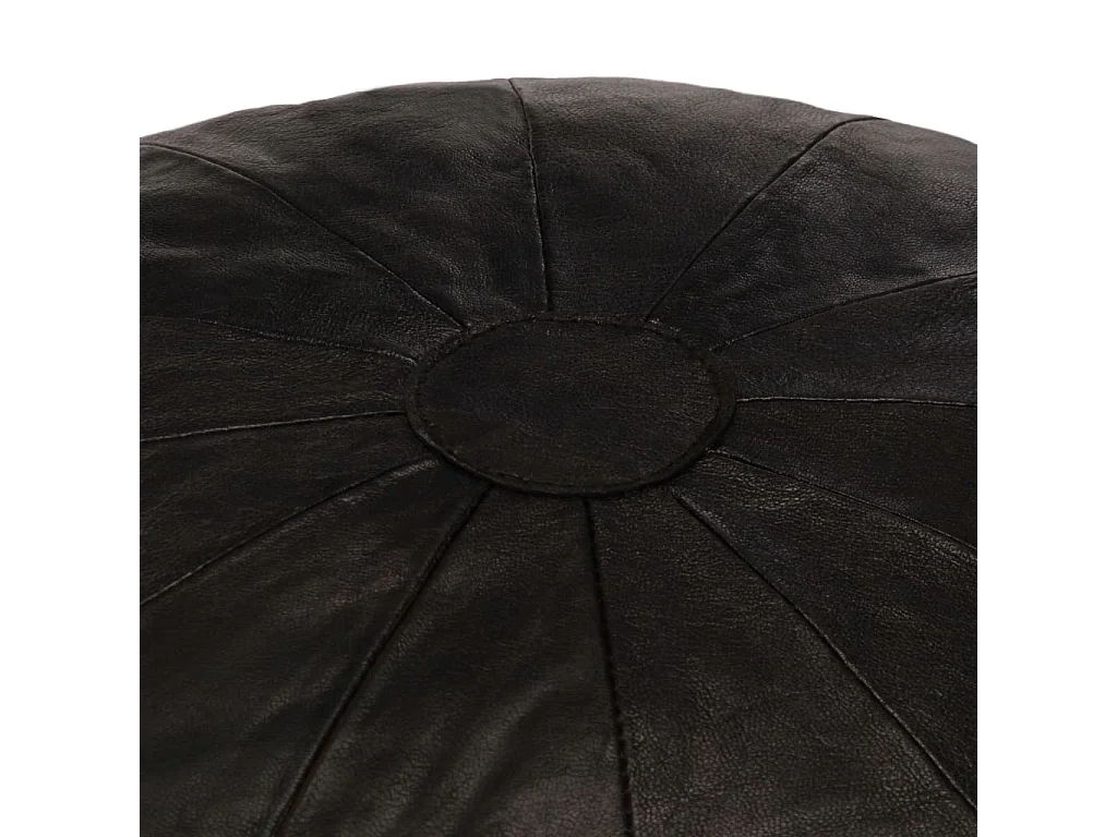 Pouf 40x35 Noir Cuir véritable de chèvre
