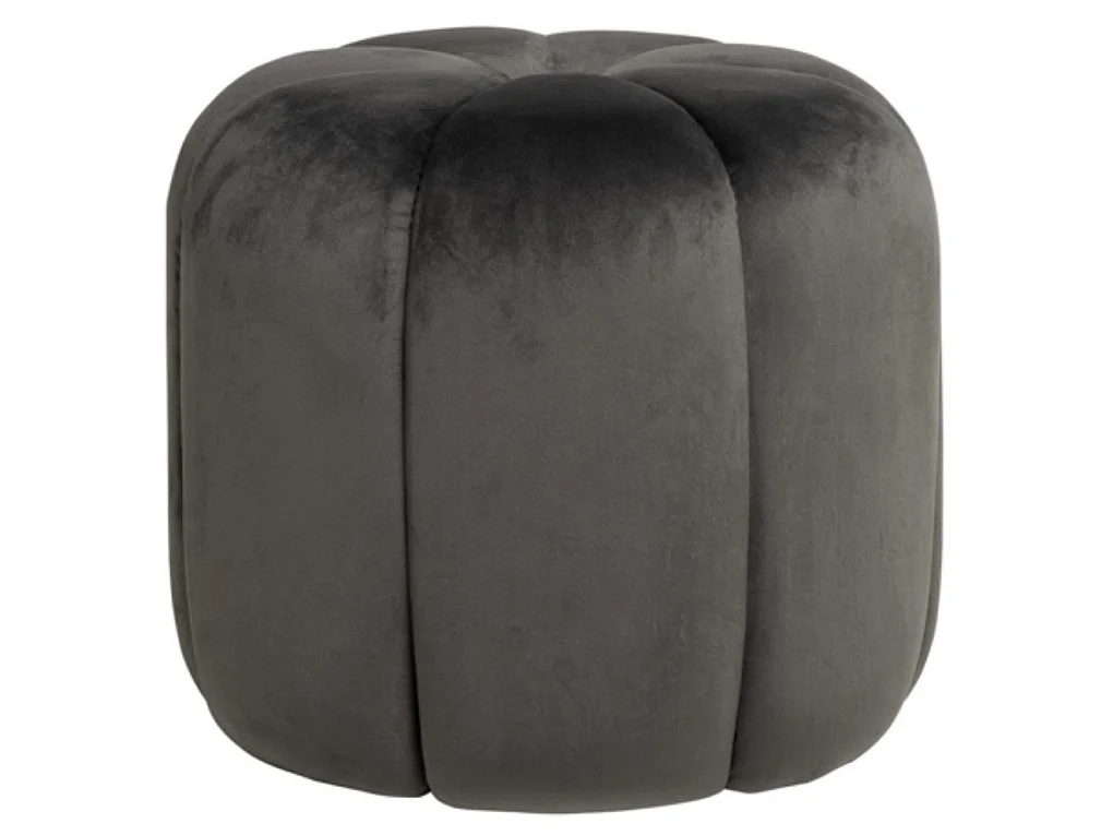Pouf rond en velours Barko-Couleur Gris foncé