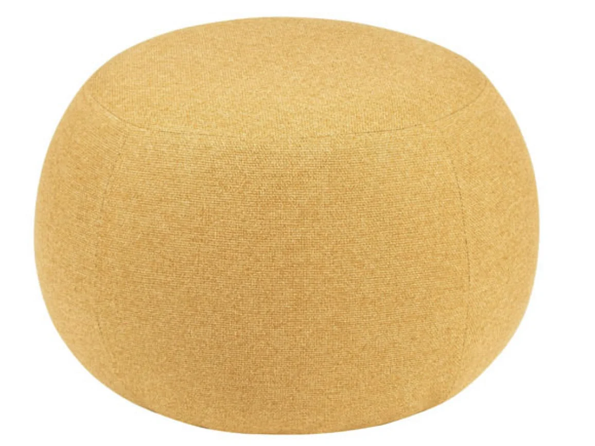 Pouf rond en tissu Parko-Couleur Jaune curry